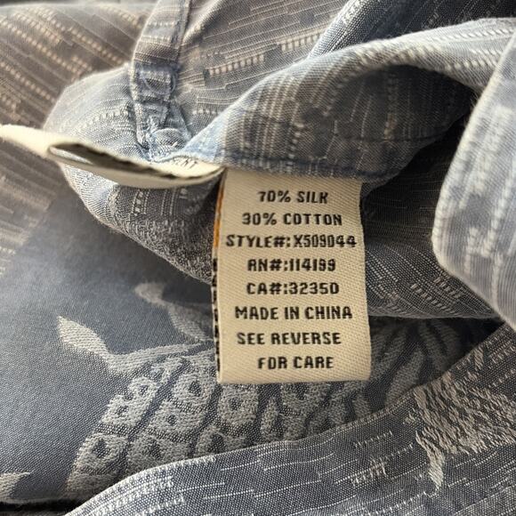 Quiksilver Edition Blue Pineapple Tropical Floral Silk Cotton Hawaiian Shirt XL - Picture 10 of 11